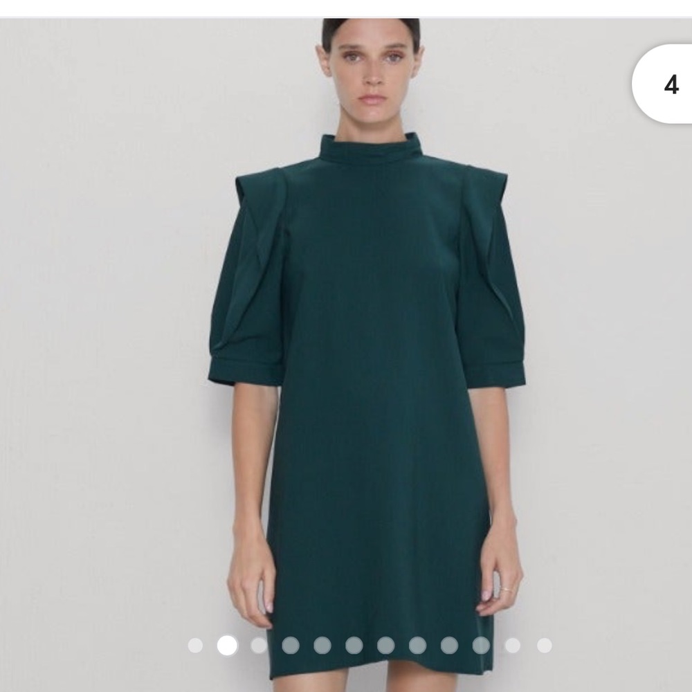 ZARA Shift Dress with Puff Sleeves